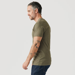 T-Shirt col V vert militaire chiné