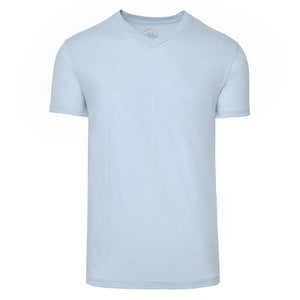 T-Shirt col V bleu pâle en chiné