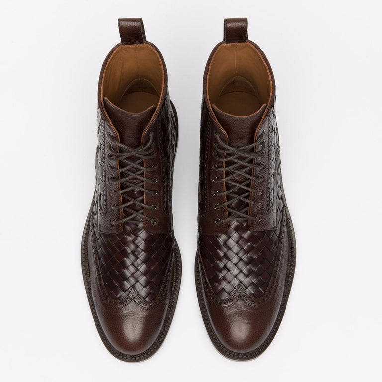 Chaussures italiennes en cuir Palerme Home™ - Marron quadrillé