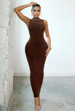 Charger l&#39;image dans la galerie, Matte Basix Sculpt Sleeveless Maxi Dress - Chocolate
