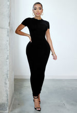 Charger l&#39;image dans la galerie, Matte Basix Sculpt Short Sleeve Maxi Dress - Black
