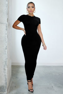 Matte Basix Sculpt Short Sleeve Maxi Dress - Black