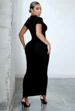 Charger l&#39;image dans la galerie, Matte Basix Sculpt Short Sleeve Maxi Dress - Black
