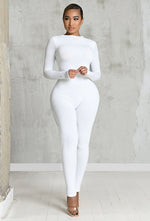 Charger l&#39;image dans la galerie, Matte Basix Sculpt Long Sleeve Jumpsuit - Bone
