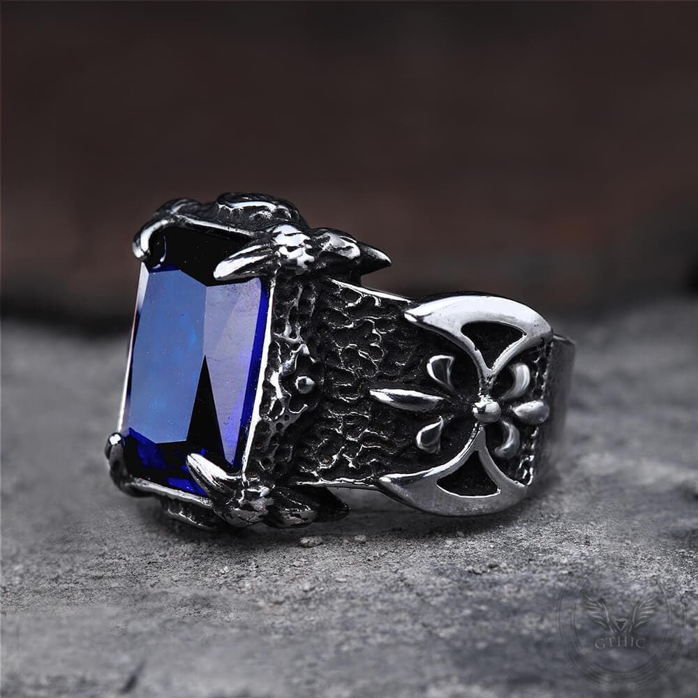 Bague classique à griffes en acier inoxydable et CZ