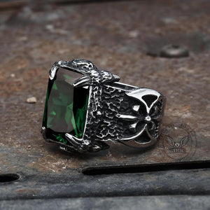 Bague classique à griffes en acier inoxydable et CZ