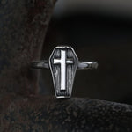 Charger l&#39;image dans la galerie, Cross And Coffin Stainless Steel Ring 02 | Gthic.com
