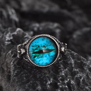 Gothic Angel Evil Eye Stainless Steel Ring08 blue | Gthic.com