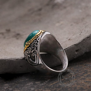 Bague en acier inoxydable avec pierres précieuses à motif gothique