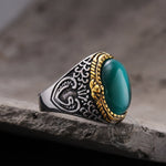 Charger l&#39;image dans la galerie, Bague en acier inoxydable avec pierres précieuses à motif gothique
