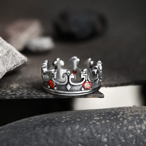 Gothic Roman Gemstone Crown Stainless Steel Ring | Gthic.com