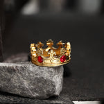 Charger l&#39;image dans la galerie, Gothic Roman Gemstone Crown Stainless Steel Ring | Gthic.com
