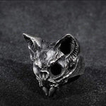Charger l&#39;image dans la galerie, Bague de crâne de chat gothique en argent sterling
