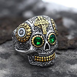 Kapala Stainless Steel Sugar Skull Ring | Gthic.com
