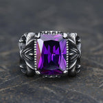 Charger l&#39;image dans la galerie, Iris Pattern Gem Stainless Steel CZ Ring 06 purple | Gthic.com
