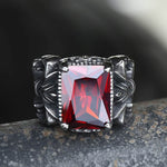 Charger l&#39;image dans la galerie, Iris Pattern Gem Stainless Steel CZ Ring 01 red | Gthic.com
