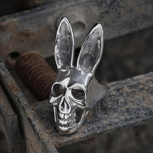Bague en acier inoxydable tête de lapin crâne de lapin