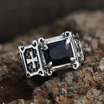 Charger l&#39;image dans la galerie, Vintage Cross Stainless Steel Gemstone Ring | Gthic.com
