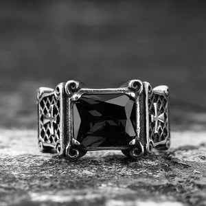 Vintage Cross Stainless Steel Gemstone Ring | Gthic.com